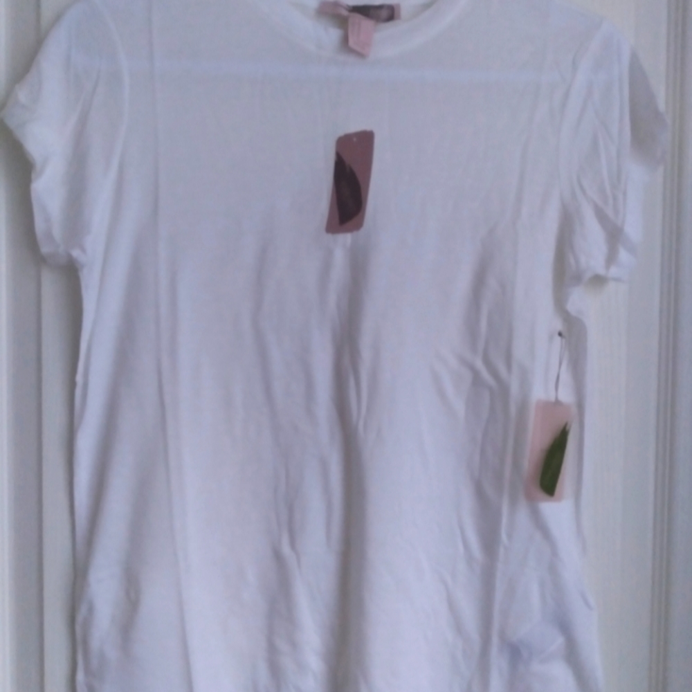 FOREVER 21 Sheer white knit t-shirt top, MEDIUM, New with tag, Women Clothing🆕